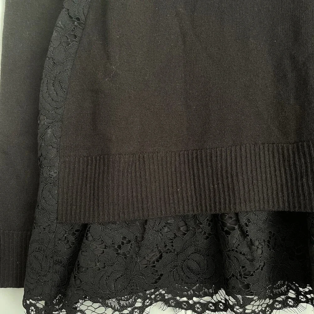 SPRING SALE! Kate Spade Broome Street Lace Pearl Button Black‎ Sweater Small